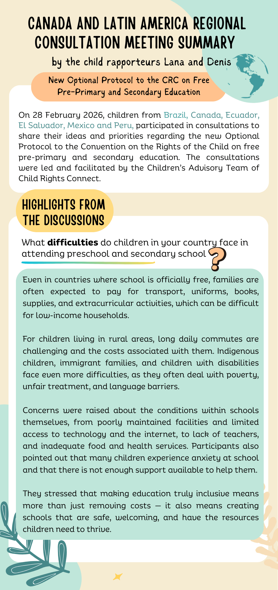 Canada LAC Regional Consultation Meeting Summary by child rapporteur report