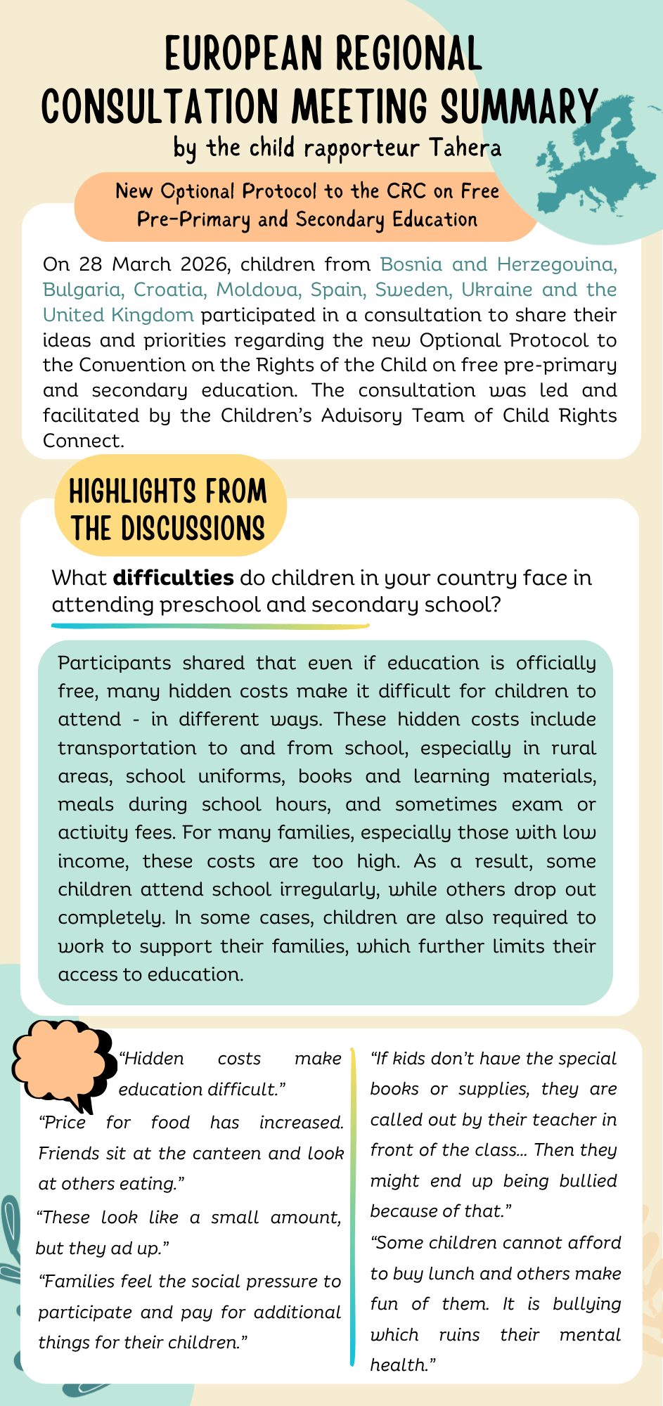 European Regional Consultation Meeting Summary by child rapporteur report