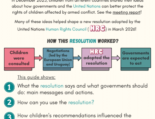 A child-friendly guide to the Human Rights Council resolution on the rights of children affected by armed conflict